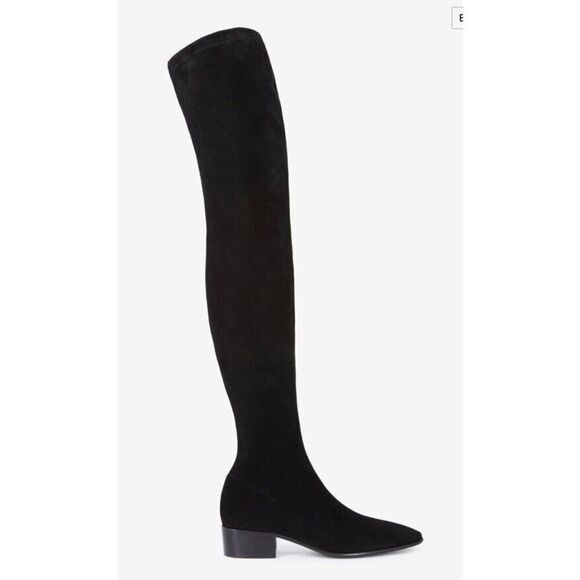 The Kooples Black Stretch Over The Knee LEATHER THIGH-HIGH BOOTS Women’s 36 /5.5 - Picture 2 of 12
